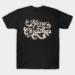 Merry Christmas Typography swirls snow T-Shirt